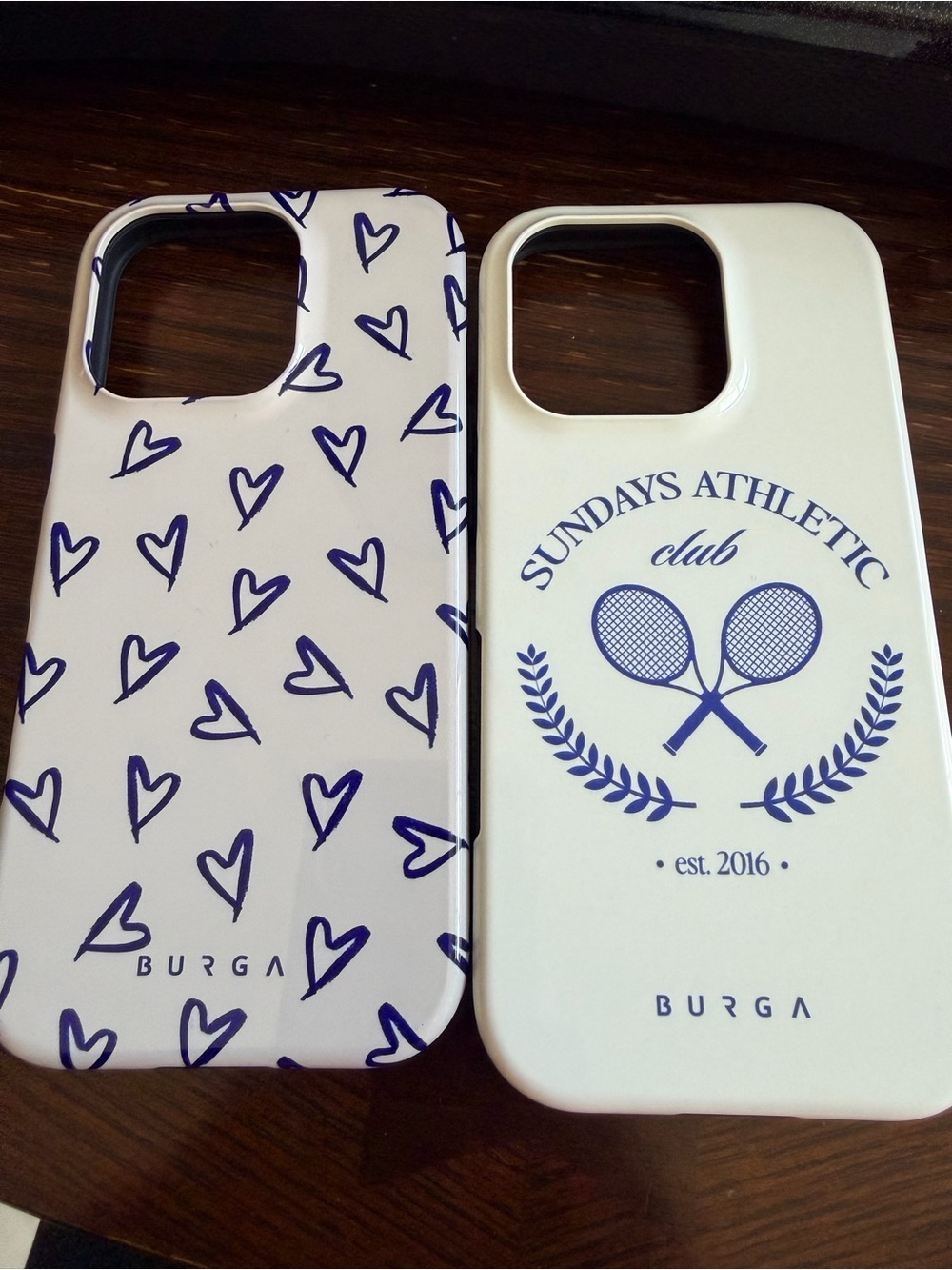 Burga White & Blue Heart and Athletic Tennis Phone Case Set